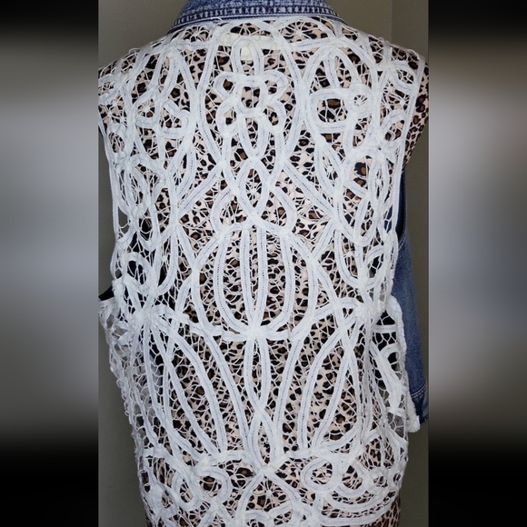 Indigo Threads Denim and Crochet Vest - Picture 2 of 3